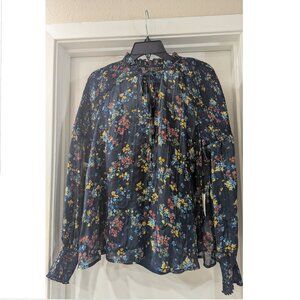 NWT - Laundry by Shelli Segal Navy Floral Blouse - Size S